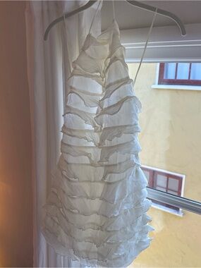 Zara White Ruffled Mini Dress